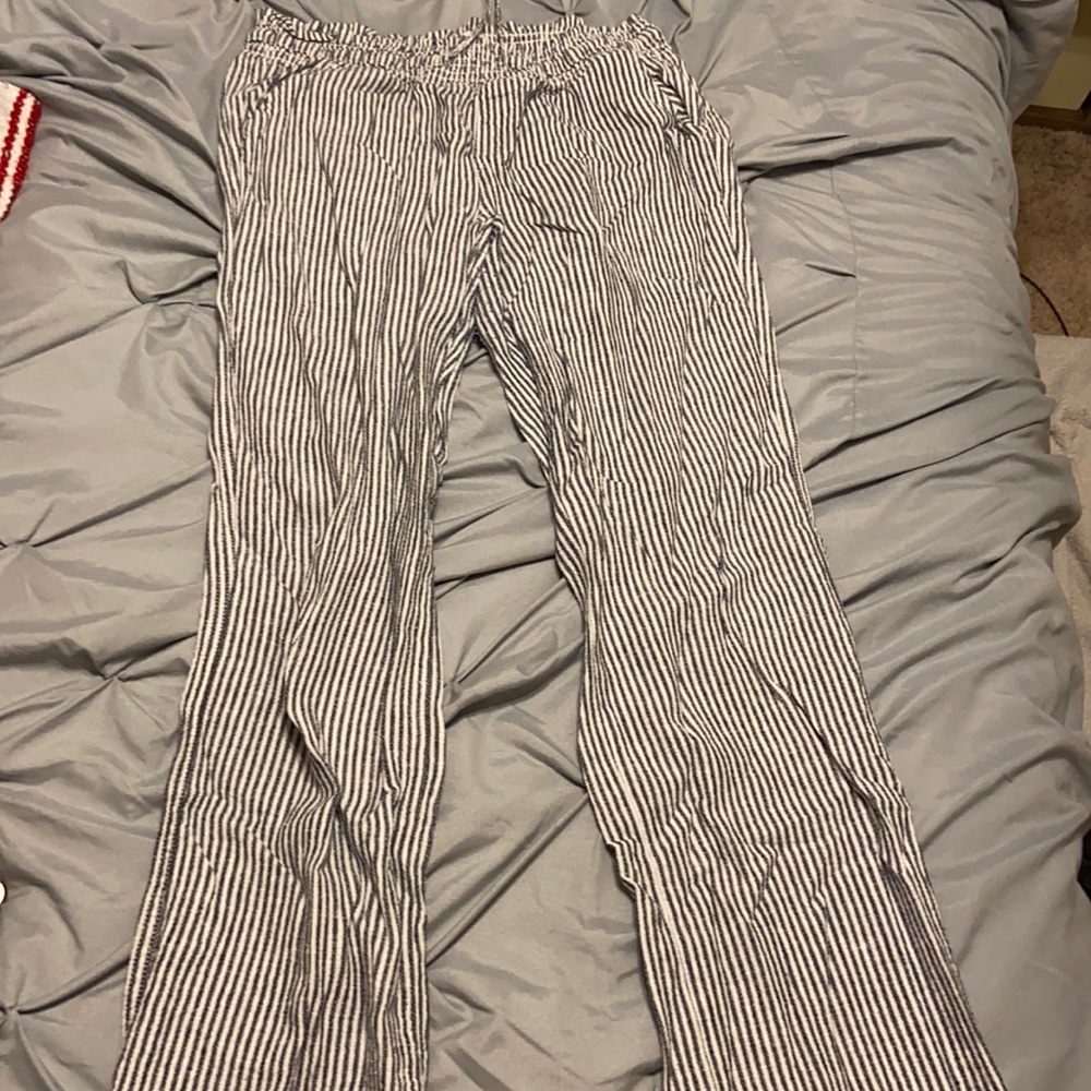 Black and white striped pants, size L